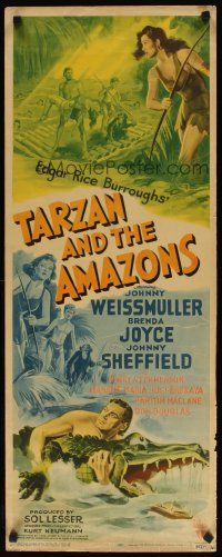 7f145 TARZAN & THE AMAZONS insert '45 Johnny Weissmuller, Brenda Joyce, Johnny Sheffield!