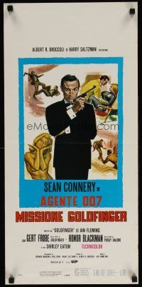 7f268 GOLDFINGER Italian locandina R80s artwork of Sean Connery as James Bond 007!