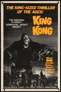 7f034 KING KONG 1sh R60s king-sized thriller of the ages, best image over New York skyline!