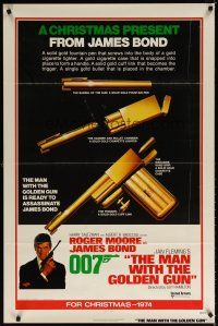 7f037 MAN WITH THE GOLDEN GUN int'l advance 1sh '74 a Christmas present from James Bond, cool!