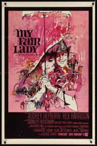 7f040 MY FAIR LADY 1sh '64 classic art of Audrey Hepburn & Rex Harrison by Bob Peak!