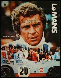 7f074 LE MANS special 17x22 '71 great close up image of race car driver Steve McQueen!