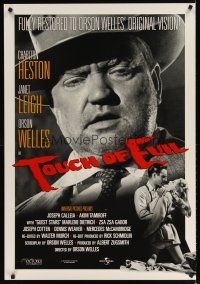 7f051 TOUCH OF EVIL heavy stock 1sh R98 close-up of Orson Welles, Charlton Heston & Janet Leigh!