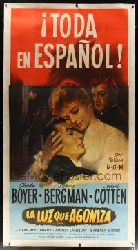 7g149 GASLIGHT linen Spanish/U.S. 3sh '44 art of Ingrid Bergman, Joseph Cotten & Charles Boyer!