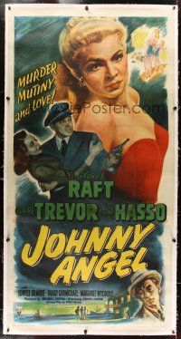 7g153 JOHNNY ANGEL linen 3sh '45 art of George Raft & sexy French Claire Trevor in New Orleans!