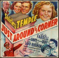 7g055 JUST AROUND THE CORNER 6sh '38 stone litho of Shirley Temple, Bill Robinson & top cast!