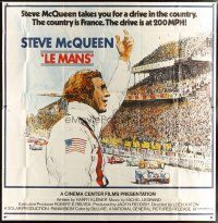 7g057 LE MANS 6sh '71 artwork of race car driver Steve McQueen waving at fans by Tom Jung!
