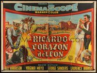 7g080 KING RICHARD & THE CRUSADERS Argentinean 43x58 '55 Rex Harrison, Virginia Mayo, Sanders!