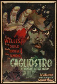 7g085 BLACK MAGIC Argentinean '49 wonderful art of hypnotist Orson Welles as Cagliostro!