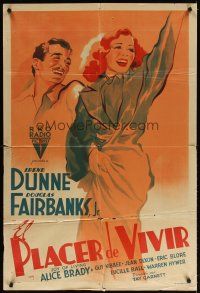 7g089 JOY OF LIVING Argentinean '38 great art of laughing Irene Dunne & Douglas Fairbanks Jr.!