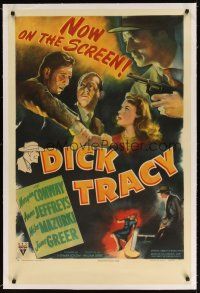 7g109 DICK TRACY linen 1sh '45 art of Conway as Chester Gould's classic cartoon strip detective!
