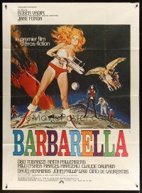 7g043 BARBARELLA French 1p '68 sexiest sci-fi art of Jane Fonda by Robert McGinnis, Roger Vadim!