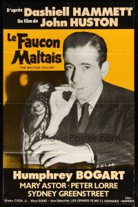 7g040 MALTESE FALCON French 31x47 R86 smoking Humphrey Bogart, directed by John Huston!