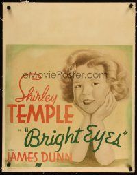 7g010 BRIGHT EYES linen jumbo WC '34 wonderful close up art of cute smiling Shirley Temple!
