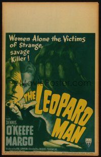 7g021 LEOPARD MAN WC '43 Jacques Tourneur, art of Margo, the victim of a strange, savage killer!