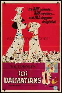 7h652 ONE HUNDRED & ONE DALMATIANS 1sh R72 most classic Walt Disney canine family cartoon!