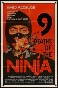 7h027 9 DEATHS OF THE NINJA 1sh '85 avenger Sho Kosugi, cool martial arts artwork!