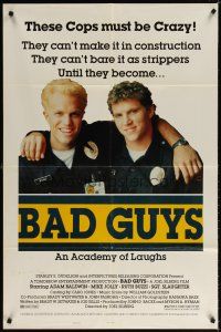 7h067 BAD GUYS style B 1sh '86 Adam Baldwin, Mike Jolly, cops turned wrestlers!