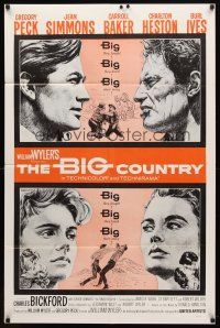 7h088 BIG COUNTRY 1sh R60s Gregory Peck, Charlton Heston, William Wyler classic!