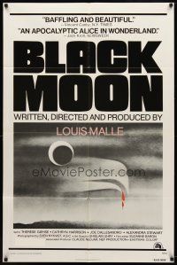 7h101 BLACK MOON 1sh '75 Louis Malle, Therese Giehse, cool surreal artwork!