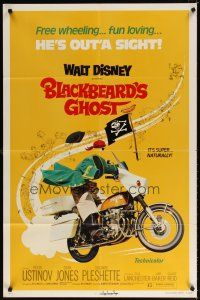 7h104 BLACKBEARD'S GHOST 1sh R76 Walt Disney, artwork of wacky invisible pirate Peter Ustinov!