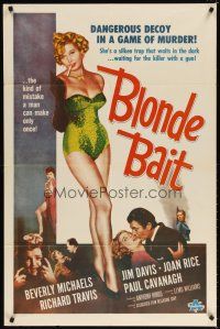 7h107 BLONDE BAIT 1sh R50s full-length sexy smoking bad girl Beverly Michaels is a silken trap!