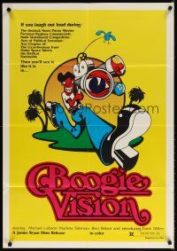 7h120 BOOGIEVISION 1sh '70s James Bryan directed wacky comedy, Frank Millen, cool art!