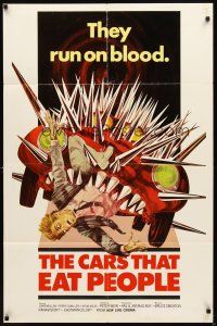 7h147 CARS THAT ATE PARIS 1sh '74 early Peter Weir, sensational art of killer auto eating victim!