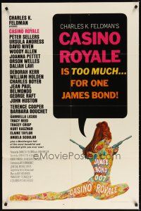 7h148 CASINO ROYALE 1sh '67 all-star James Bond spy spoof, sexy psychedelic art by Robert McGinnis