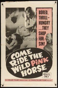 7h176 COME RIDE THE WILD PINK HORSE 1sh '66 Mona Marshal, Steppen Wolf, sey images!