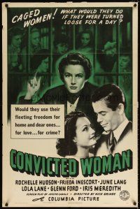 7h184 CONVICTED WOMAN 1sh '40 Rochelle Hudson, Glenn Ford, caged women turned loose for a day!