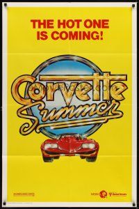 7h187 CORVETTE SUMMER teaser 1sh '78 cool art of custom Corvette, the hot one is coming!