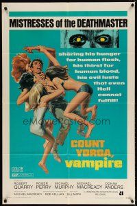 7h191 COUNT YORGA VAMPIRE 1sh '70 AIP, artwork of the mistresses of the deathmaster feeding!