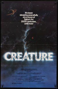 7h195 CREATURE 1sh '85 really cool artwork of monster in space by Todd Curtis!