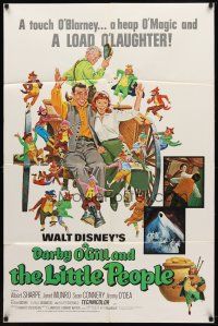7h211 DARBY O'GILL & THE LITTLE PEOPLE 1sh R69 Walt Disney, art of Sean Connery & leprechauns!