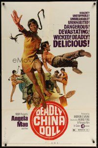 7h218 DEADLY CHINA DOLL 1sh '73 The Opium Trail, sexy Angela Mao, violent & delicious!