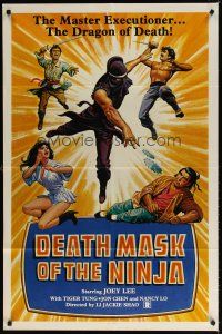7h222 DEATH MASK OF THE NINJA 1sh '87 cool ninja art, the master executioner, dragon of death!