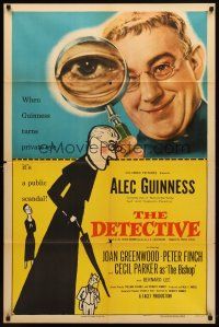 7h237 DETECTIVE 1sh '54 great close-up image & artwork of Alec Guinness!