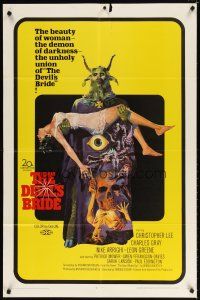 7h241 DEVIL'S BRIDE 1sh '68 wild art, the union of the beauty of woman and the demon of darkness!