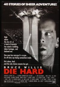 7h249 DIE HARD 1sh '88 cop Bruce Willis is up against twelve terrorists, action classic!