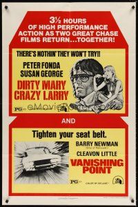 7h252 DIRTY MARY CRAZY LARRY/VANISHING POINT 1sh '75 Peter Fonda, Barry Newman, Susan George!