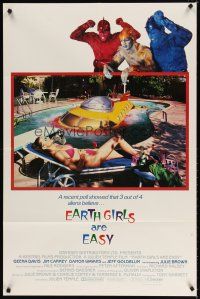 7h278 EARTH GIRLS ARE EASY int'l 1sh '89 completely different image of sexy Geena Davis in bikini!