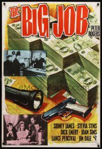 7h002 BIG JOB English 1sh '65 Sid James, Sylvia Syms, cool Chantrell artwork of money & gun!