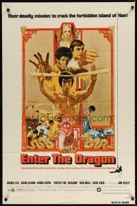 7h296 ENTER THE DRAGON 1sh '73 Bruce Lee classic, the movie that made him a legend!