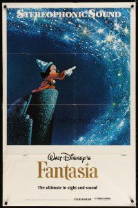 7h315 FANTASIA 1sh R80s great image of Mickey Mouse, Disney musical cartoon classic!