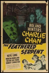 7h323 FEATHERED SERPENT 1sh '48 Roland Winters as Charlie Chan, Mantan Moreland, Keye Luke!