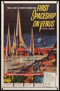 7h332 FIRST SPACESHIP ON VENUS 1sh '62 Der Schweigende Stern, cool art from German sci-fi!