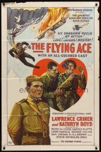 7h342 FLYING ACE 1sh '26 cool all-black aviation, the greatest airplane thriller ever produced!