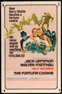 7h350 FORTUNE COOKIE style B 1sh '66 wacky art of Jack Lemmon & Walter Matthau, Billy Wilder