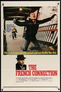 7h355 FRENCH CONNECTION 1sh '71 Gene Hackman in movie chase climax, directed by William Friedkin!